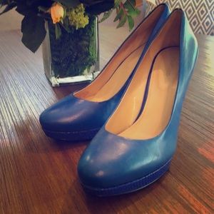 JOAN £ DAVID NWT SZ 9 bright Blue Platform Heel